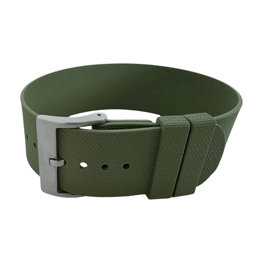 FKM Rubber One Piece Watch Strap Band 1.4mm 20mm 22mm Green - Wrist Envy