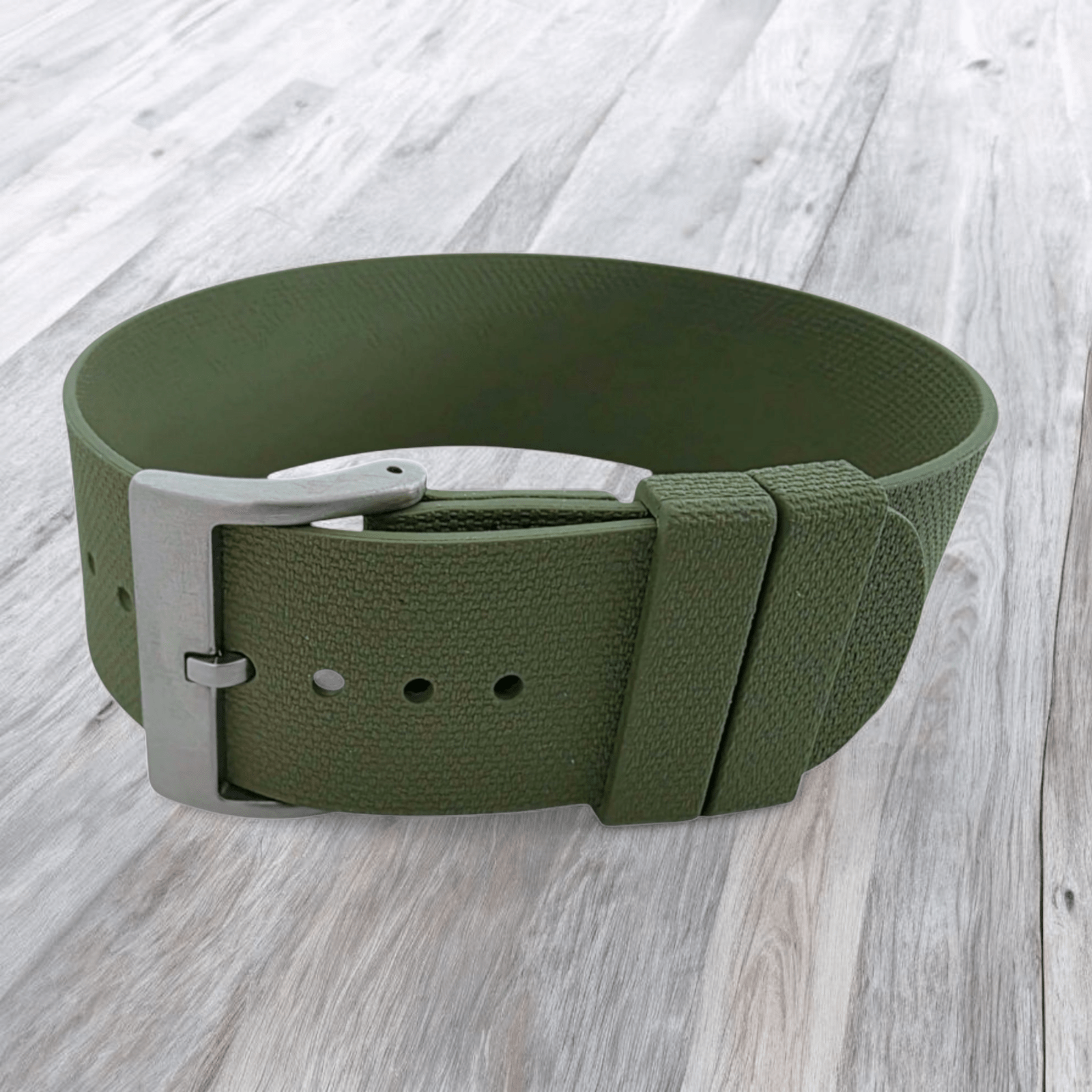 FKM Rubber One Piece Watch Strap Band 1.4mm 20mm 22mm Green - Wrist Envy