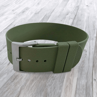 FKM Rubber One Piece Watch Strap Band 1.4mm 20mm 22mm Green - Wrist Envy