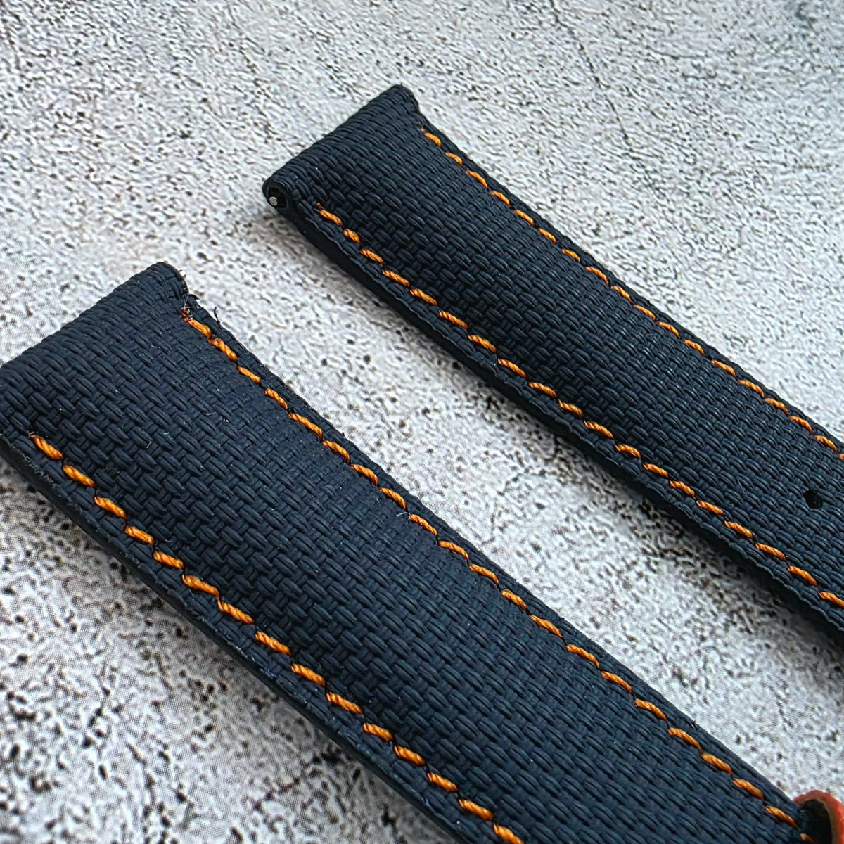 FKM Rubber Sailcloth Watch Strap 20mm, 21mm, 22mm Blue Orange - Wrist Envy