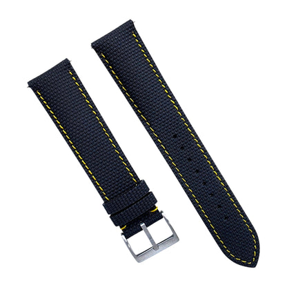 FKM Rubber Sailcloth Watch Strap 20mm Black Yellow - Wrist Envy