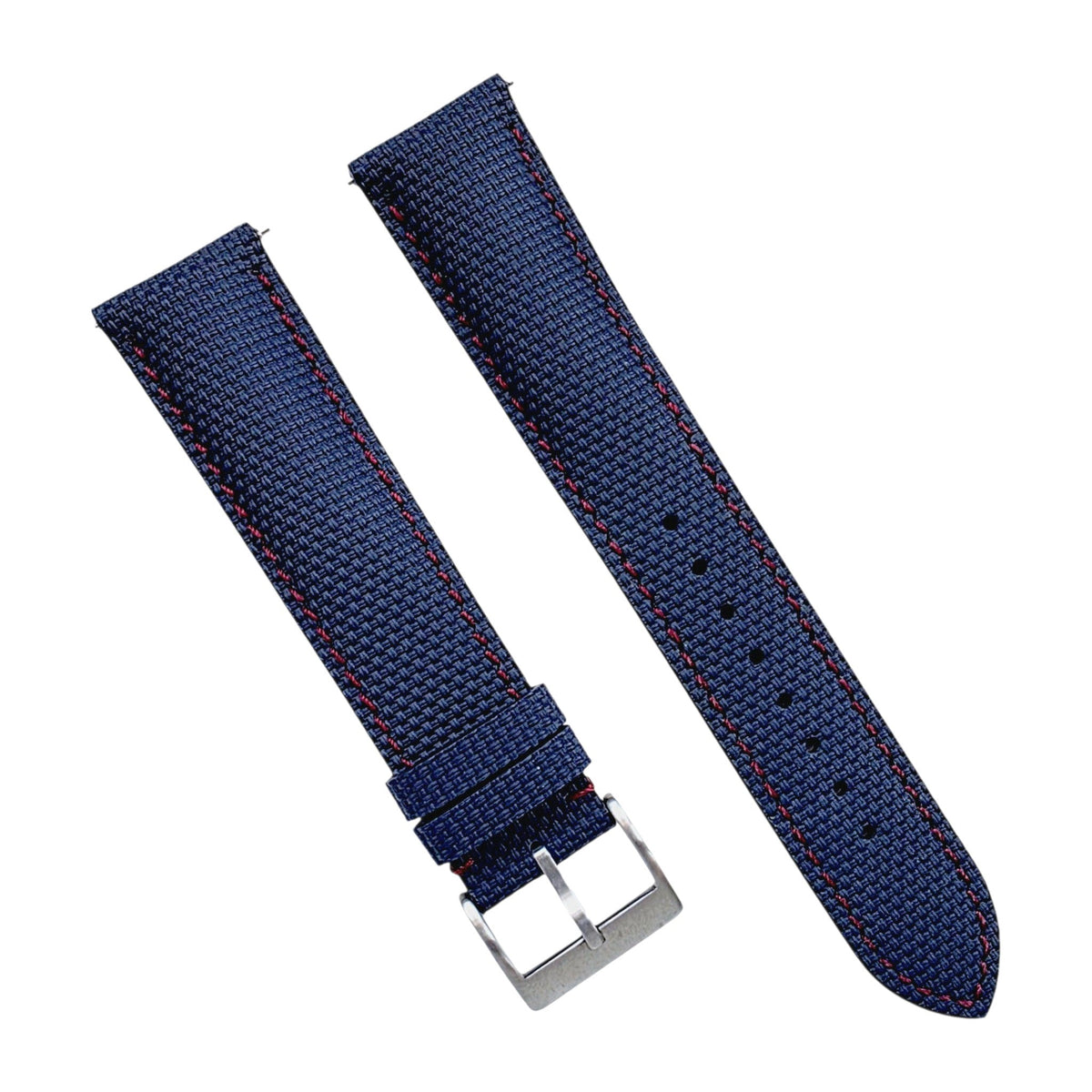 FKM Rubber Sailcloth Watch Strap 20mm Blue Red - Wrist Envy