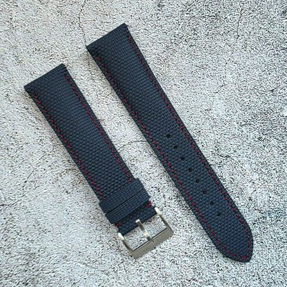 FKM Rubber Sailcloth Watch Strap 20mm Blue Red - Wrist Envy