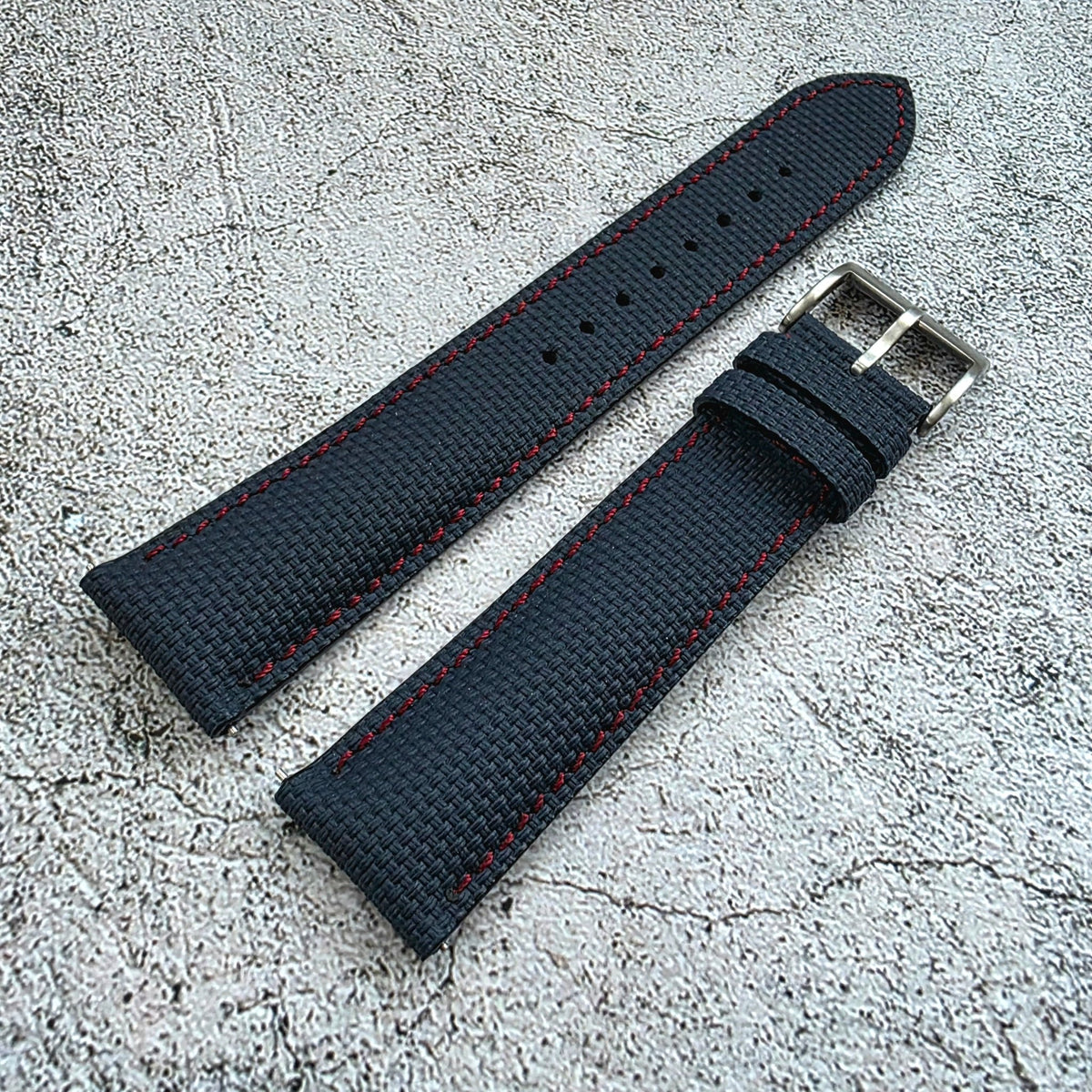 FKM Rubber Sailcloth Watch Strap 20mm Blue Red - Wrist Envy