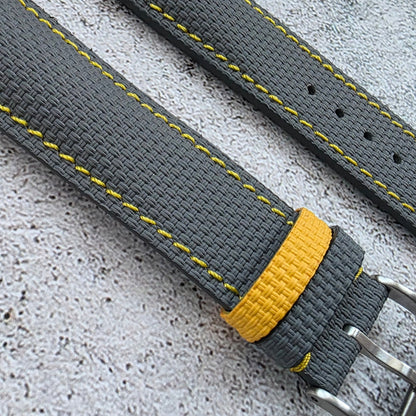 FKM Rubber Sailcloth Watch Strap 20mm Grey Yellow - Wrist Envy