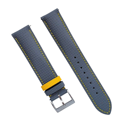 FKM Rubber Sailcloth Watch Strap 20mm Grey Yellow - Wrist Envy