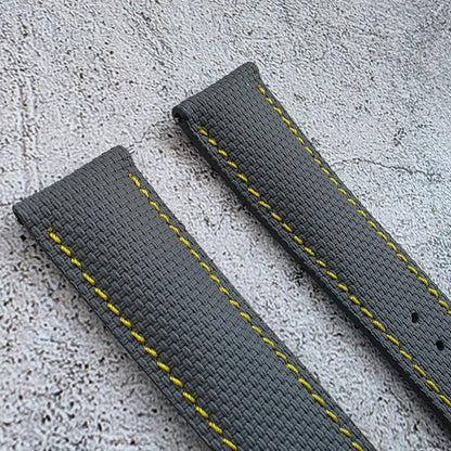 FKM Rubber Sailcloth Watch Strap 20mm Grey Yellow - Wrist Envy