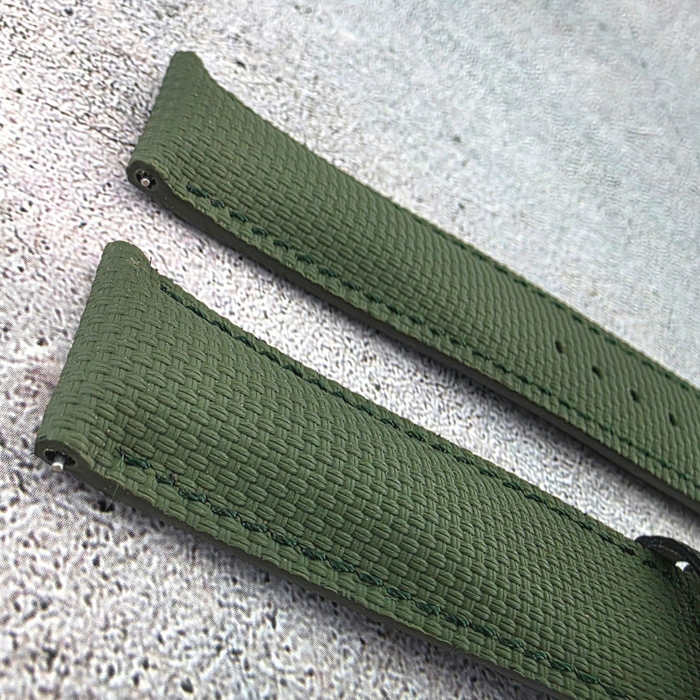 FKM Rubber Sailcloth Watch Strap Band 20mm Green - Wrist Envy