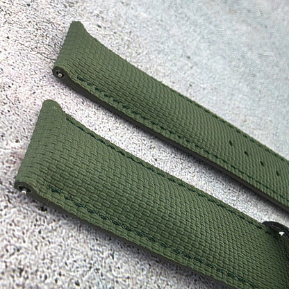 FKM Rubber Sailcloth Watch Strap Band 20mm Green - Wrist Envy