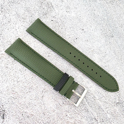 FKM Rubber Sailcloth Watch Strap Band 20mm Green - Wrist Envy