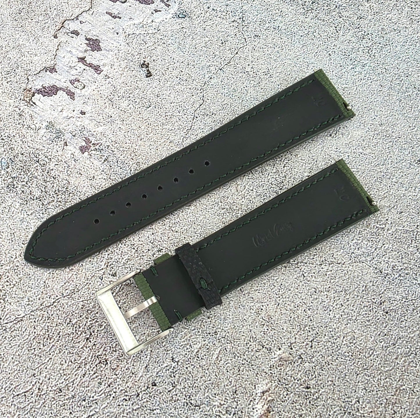 FKM Rubber Sailcloth Watch Strap Band 20mm Green - Wrist Envy