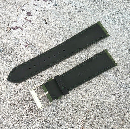 FKM Rubber Sailcloth Watch Strap Band 20mm Green - Wrist Envy