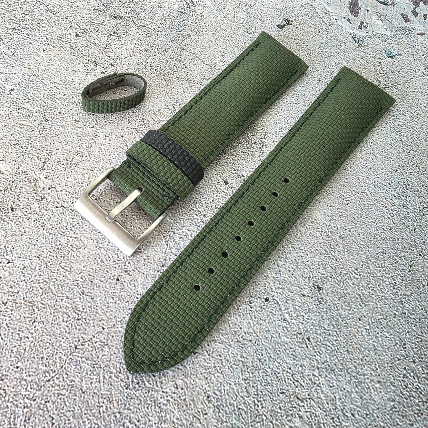 FKM Rubber Sailcloth Watch Strap Band 20mm Green - Wrist Envy