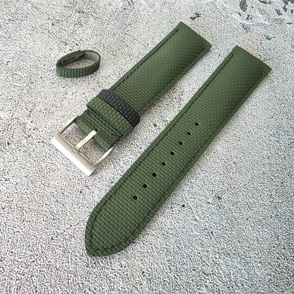 FKM Rubber Sailcloth Watch Strap Band 20mm Green - Wrist Envy