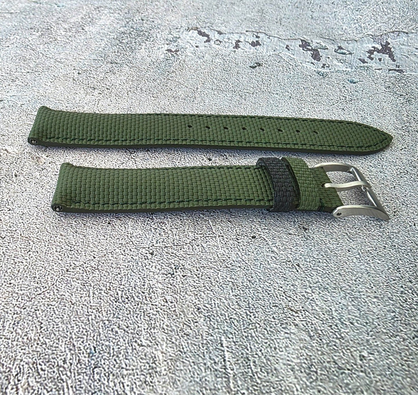 FKM Rubber Sailcloth Watch Strap Band 20mm Green - Wrist Envy