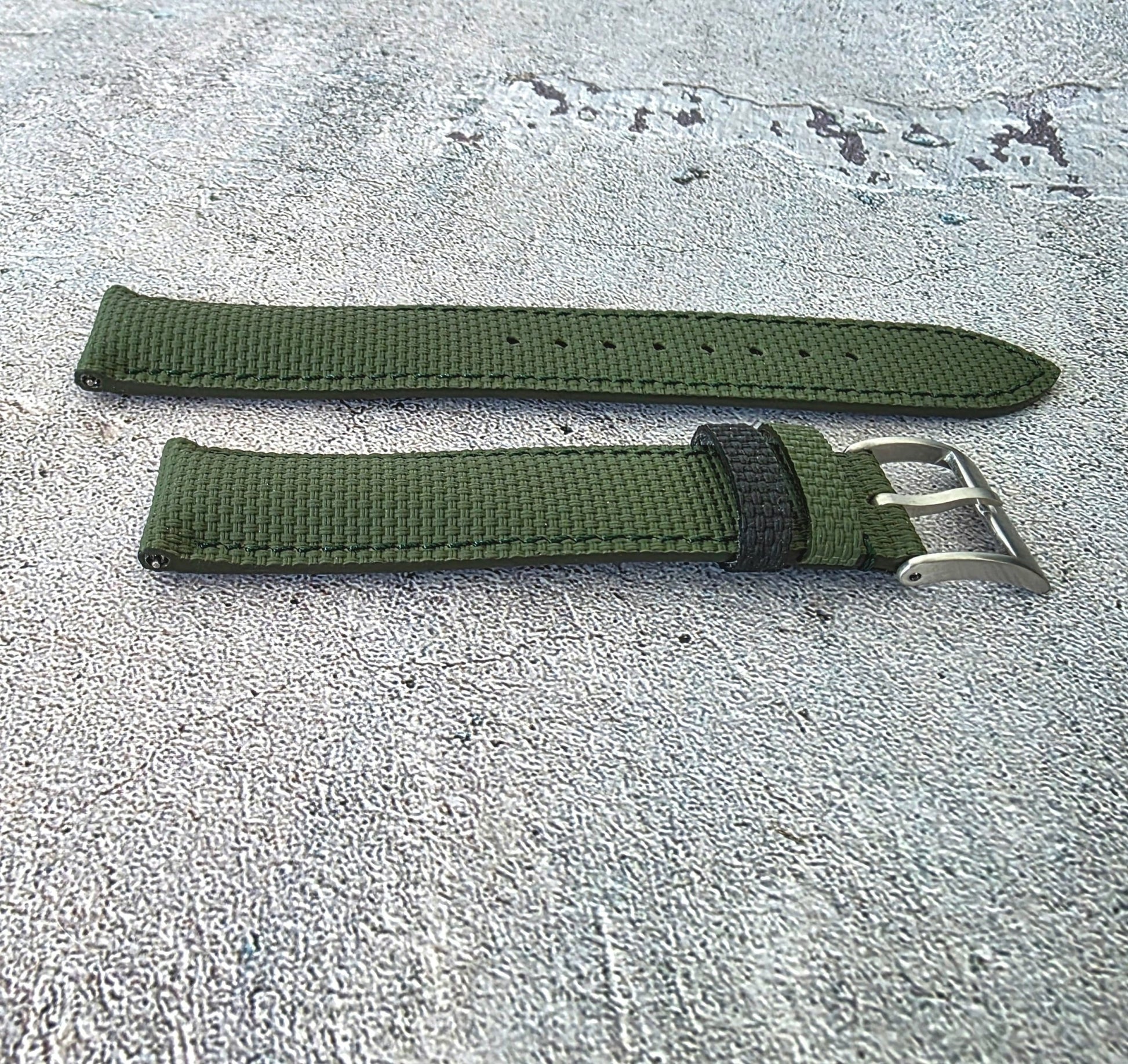 FKM Rubber Sailcloth Watch Strap Band 20mm Green - Wrist Envy