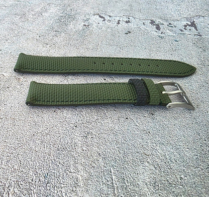 FKM Rubber Sailcloth Watch Strap Band 20mm Green - Wrist Envy
