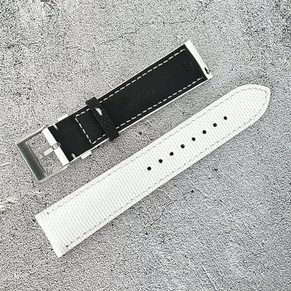 FKM Rubber Sailcloth Watch Strap Band 20mm White - Wrist Envy