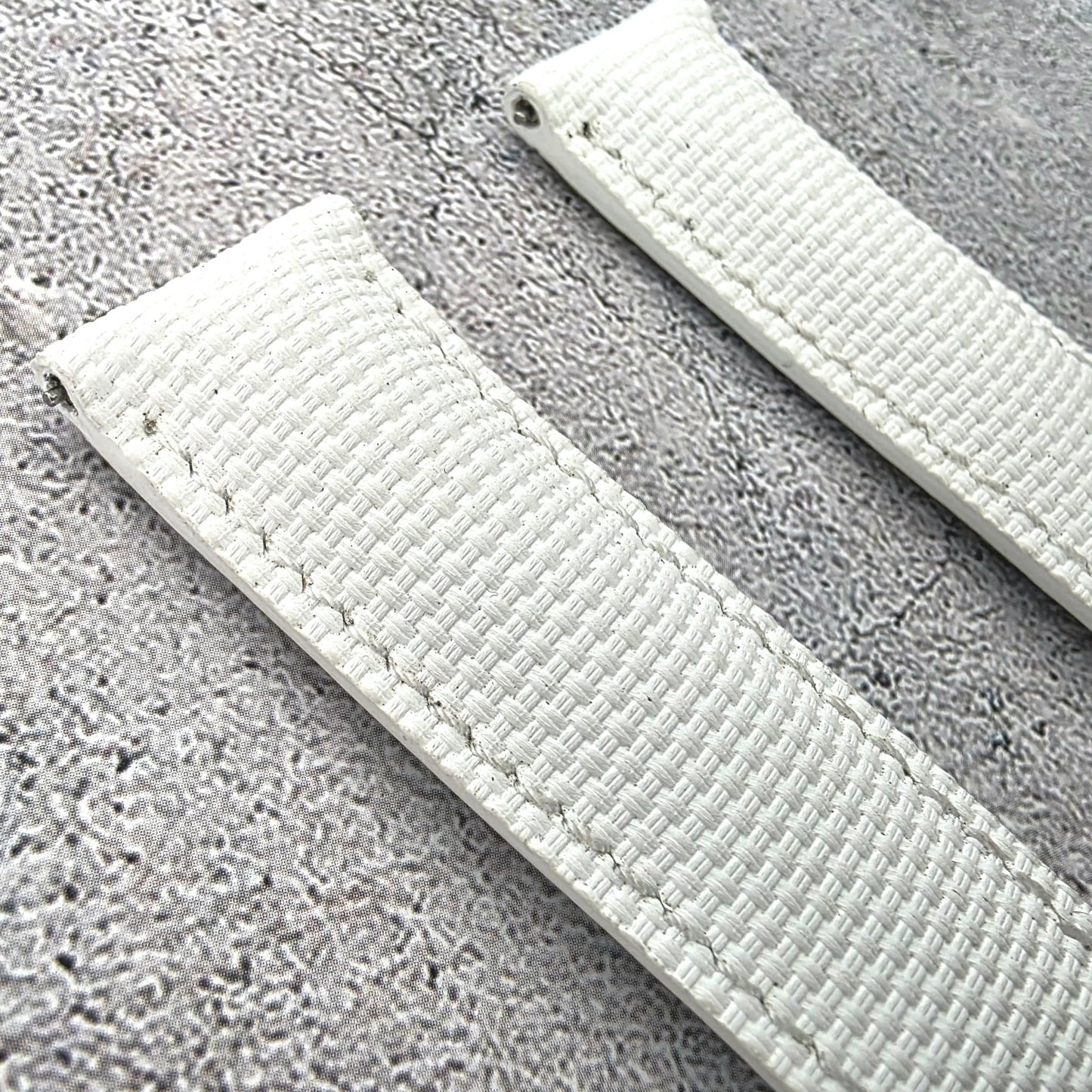 FKM Rubber Sailcloth Watch Strap Band 20mm White - Wrist Envy