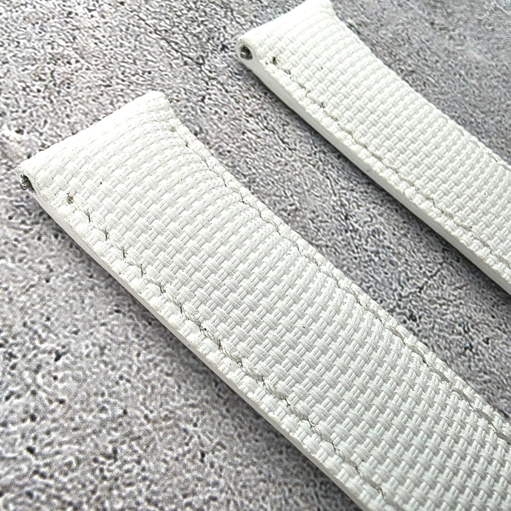 FKM Rubber Sailcloth Watch Strap Band 20mm White - Wrist Envy