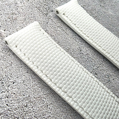 FKM Rubber Sailcloth Watch Strap Band 20mm White - Wrist Envy