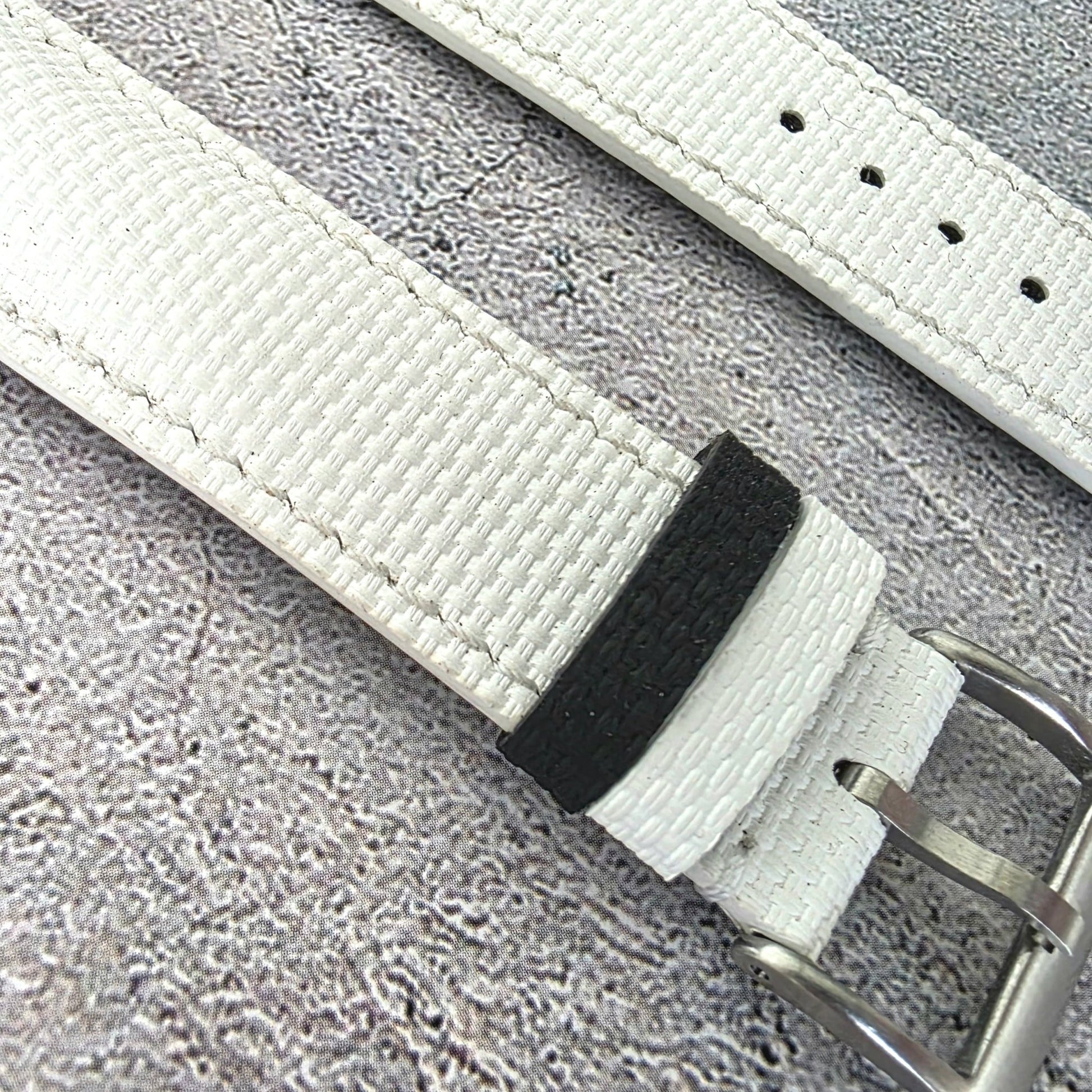 FKM Rubber Sailcloth Watch Strap Band 20mm White - Wrist Envy