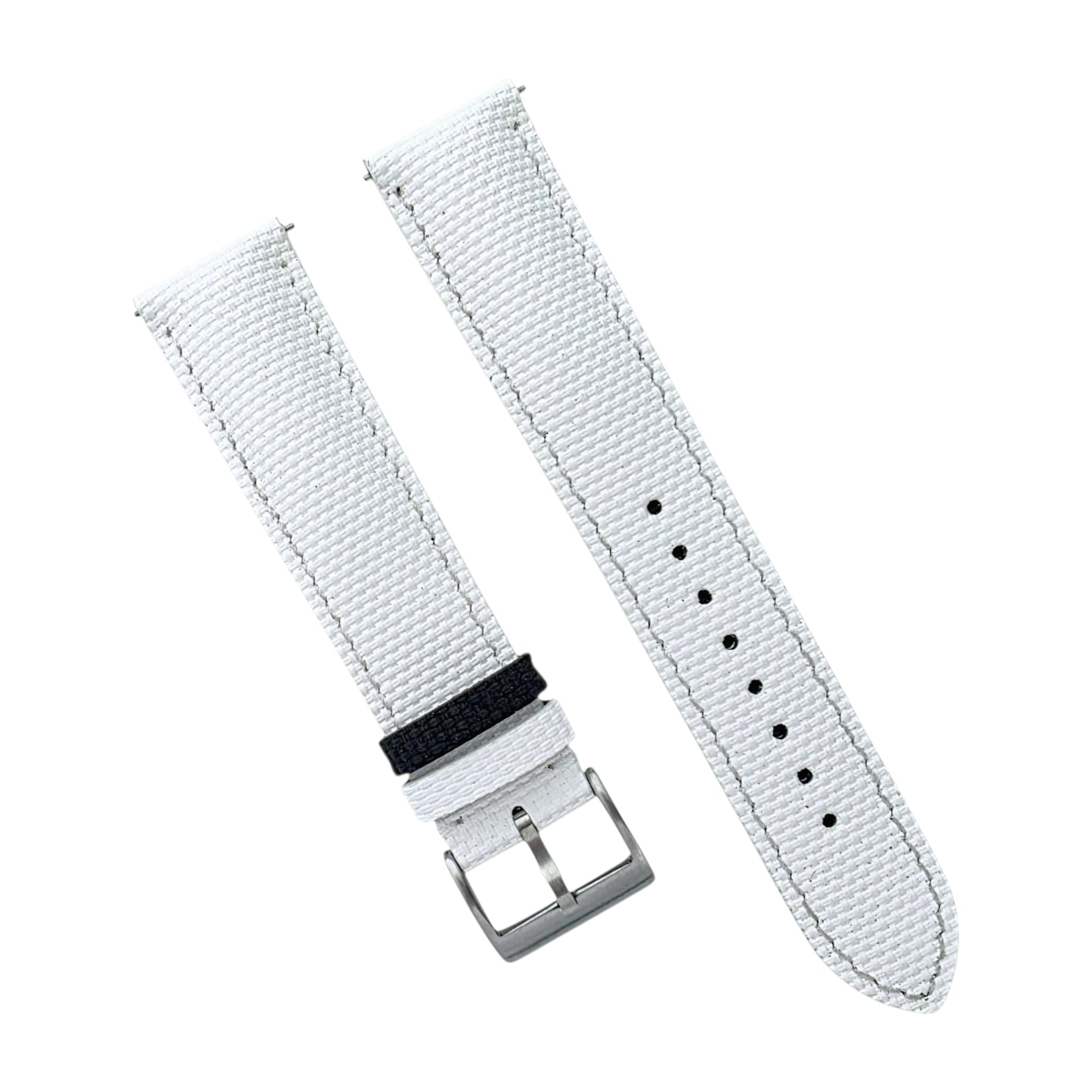 FKM Rubber Sailcloth Watch Strap Band 20mm White - Wrist Envy