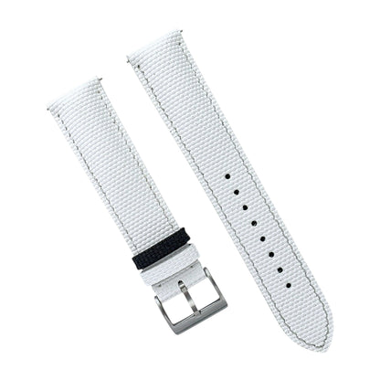 FKM Rubber Sailcloth Watch Strap Band 20mm White - Wrist Envy