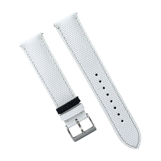 FKM Rubber Sailcloth Watch Strap Band 20mm White - Wrist Envy
