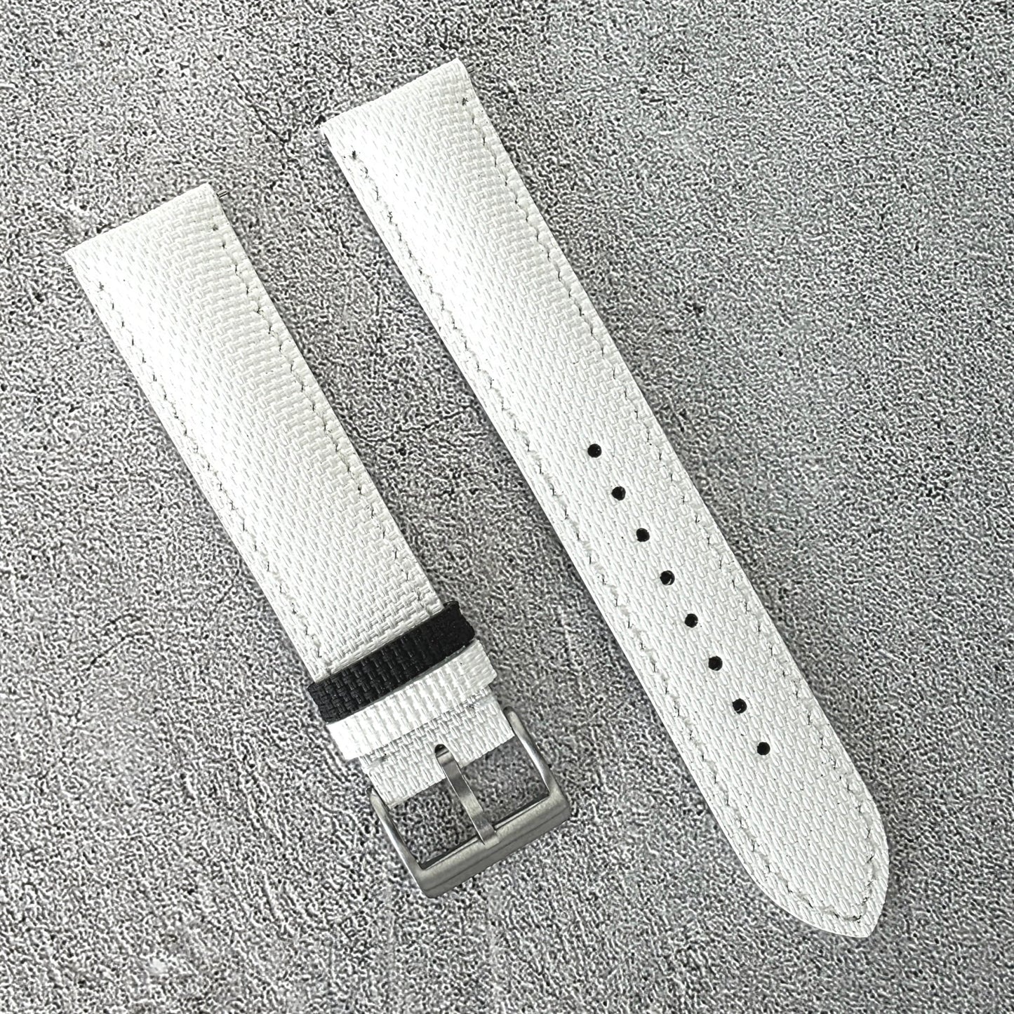 FKM Rubber Sailcloth Watch Strap Band 20mm White - Wrist Envy
