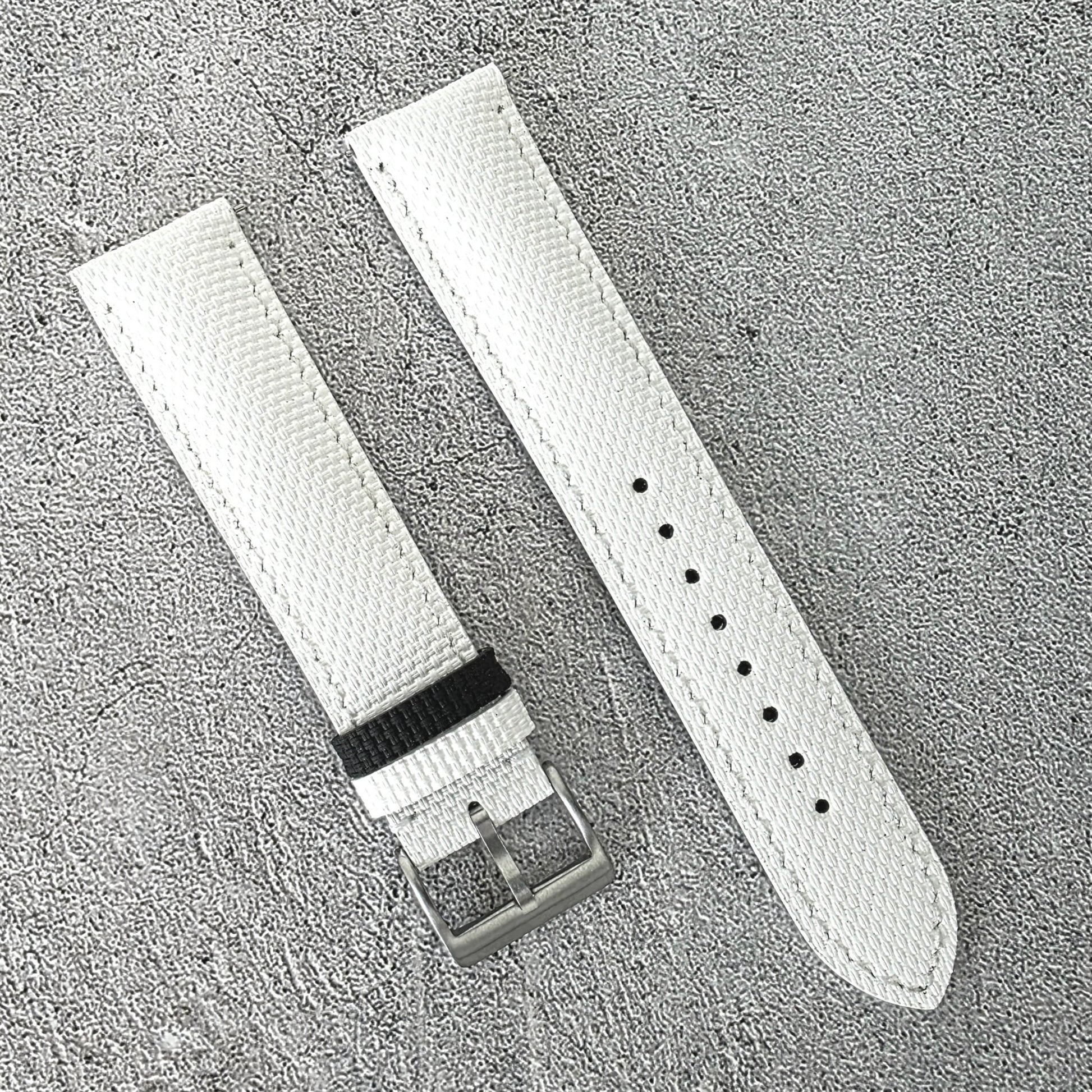 FKM Rubber Sailcloth Watch Strap Band 20mm White - Wrist Envy
