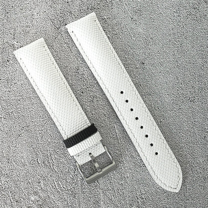 FKM Rubber Sailcloth Watch Strap Band 20mm White - Wrist Envy