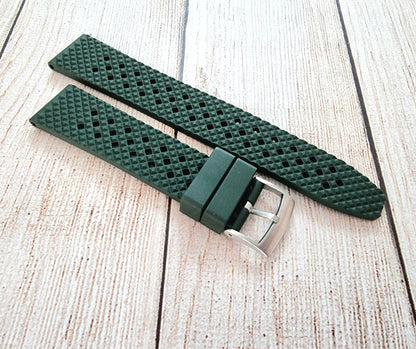 FKM Rubber Textured Divers Watch Strap 22mm Green - Wrist Envy