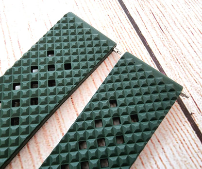 FKM Rubber Textured Divers Watch Strap 22mm Green - Wrist Envy