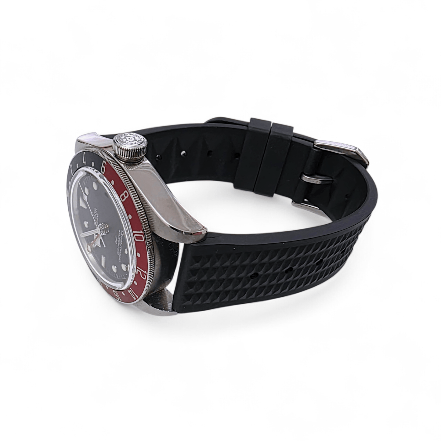 FKM Rubber Waffle Watch Strap 20mm 22mm Black - Wrist Envy