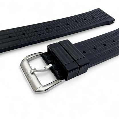 FKM Rubber Waffle Watch Strap 20mm 22mm Black - Wrist Envy