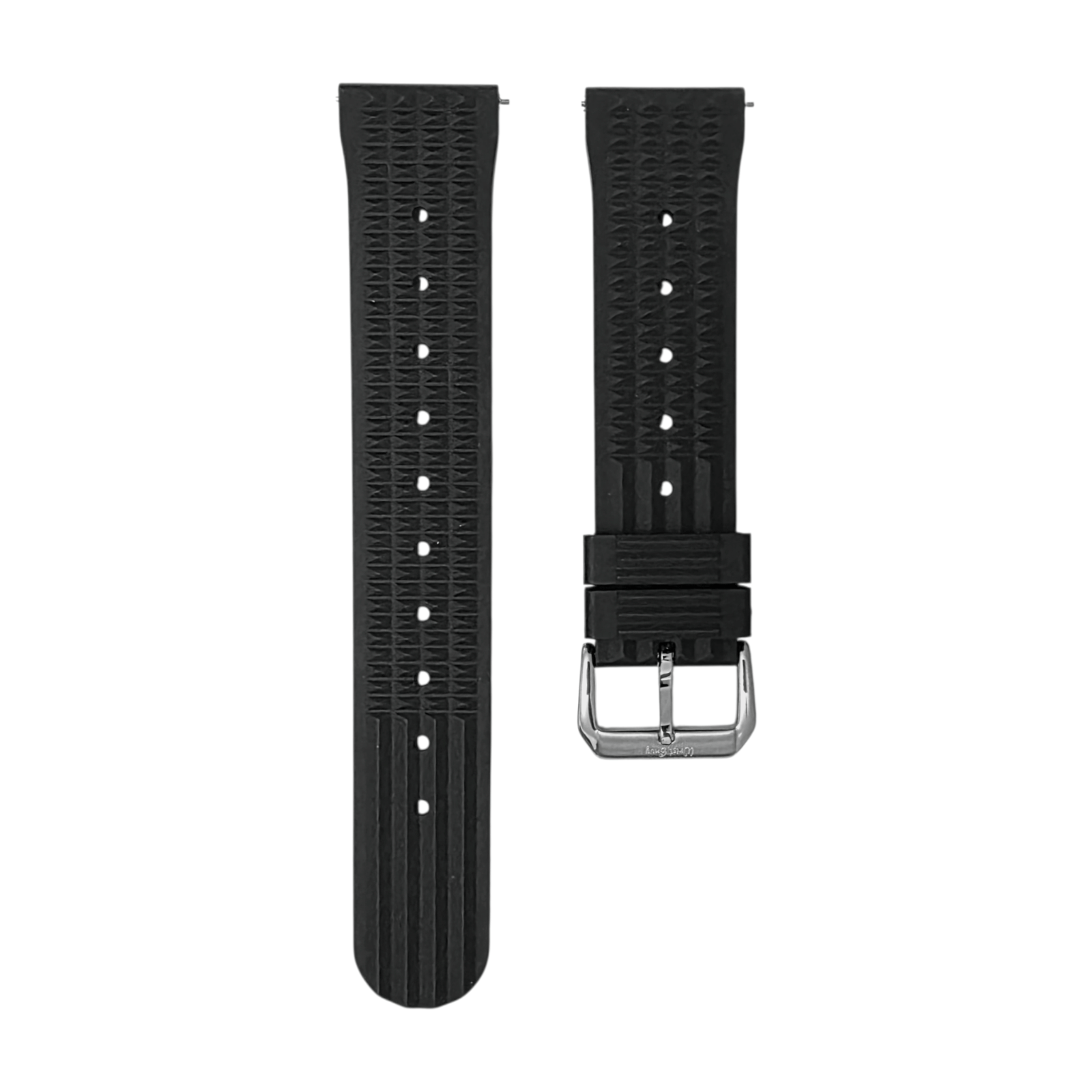 FKM Rubber Waffle Watch Strap 20mm 22mm Black - Wrist Envy