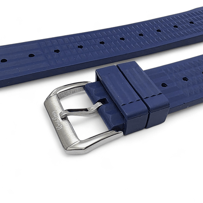 FKM Rubber Waffle Watch Strap 20mm 22mm Blue - Wrist Envy