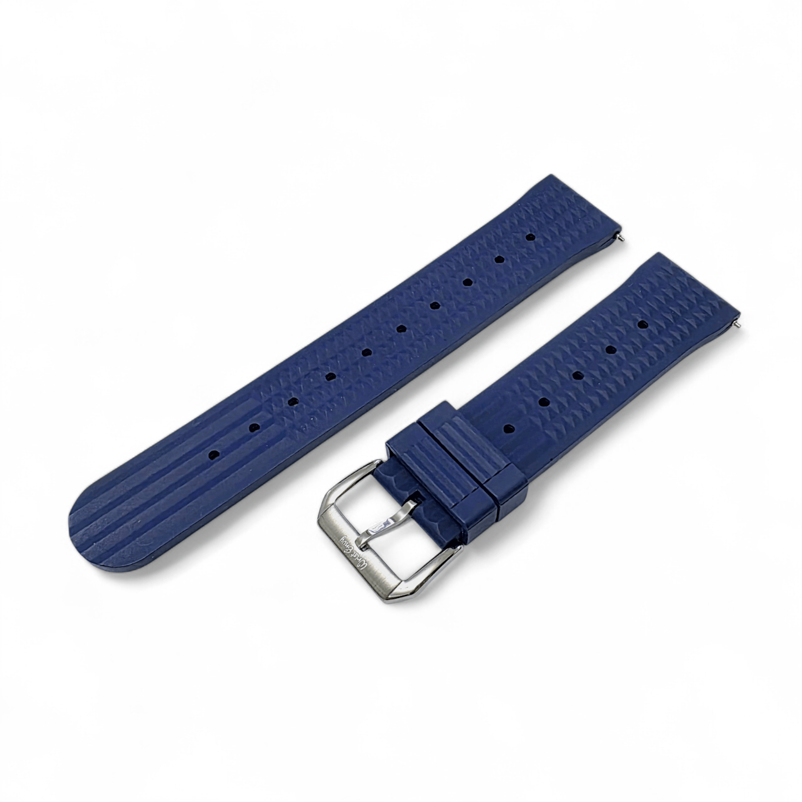 FKM Rubber Waffle Watch Strap 20mm 22mm Blue - Wrist Envy