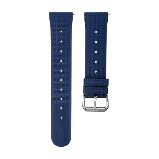 FKM Rubber Waffle Watch Strap 20mm 22mm Blue - Wrist Envy
