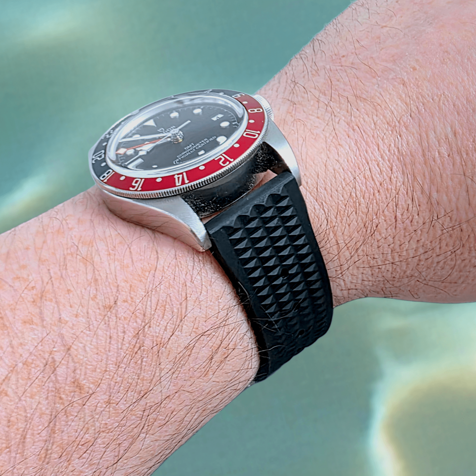 FKM Rubber Waffle Watch Strap 20mm 22mm Blue - Wrist Envy