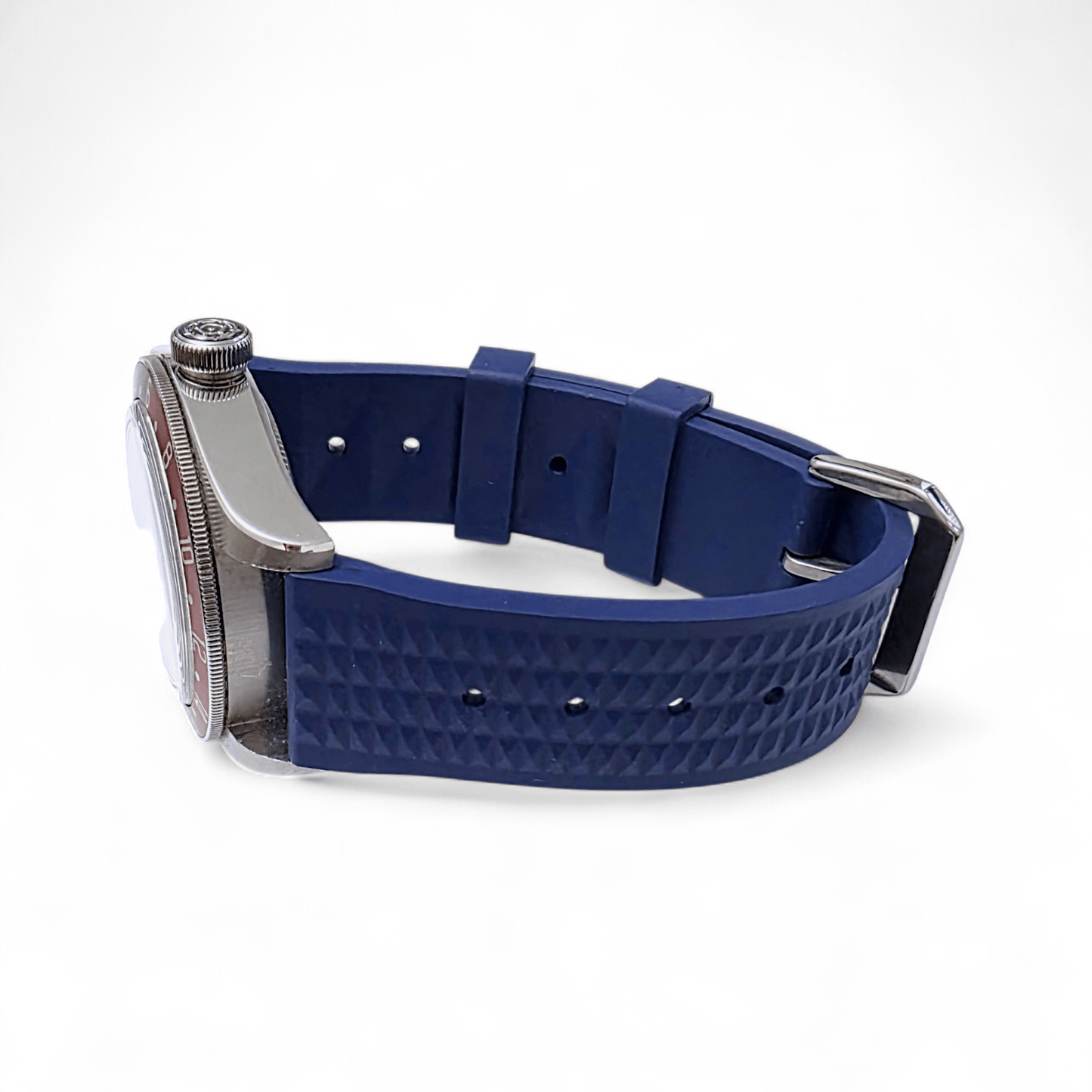 FKM Rubber Waffle Watch Strap 20mm 22mm Blue - Wrist Envy