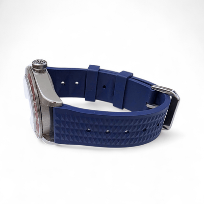 FKM Rubber Waffle Watch Strap 20mm 22mm Blue - Wrist Envy