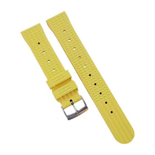 FKM Rubber Watch Strap Band Waffle 22mm Yellow - Wrist Envy