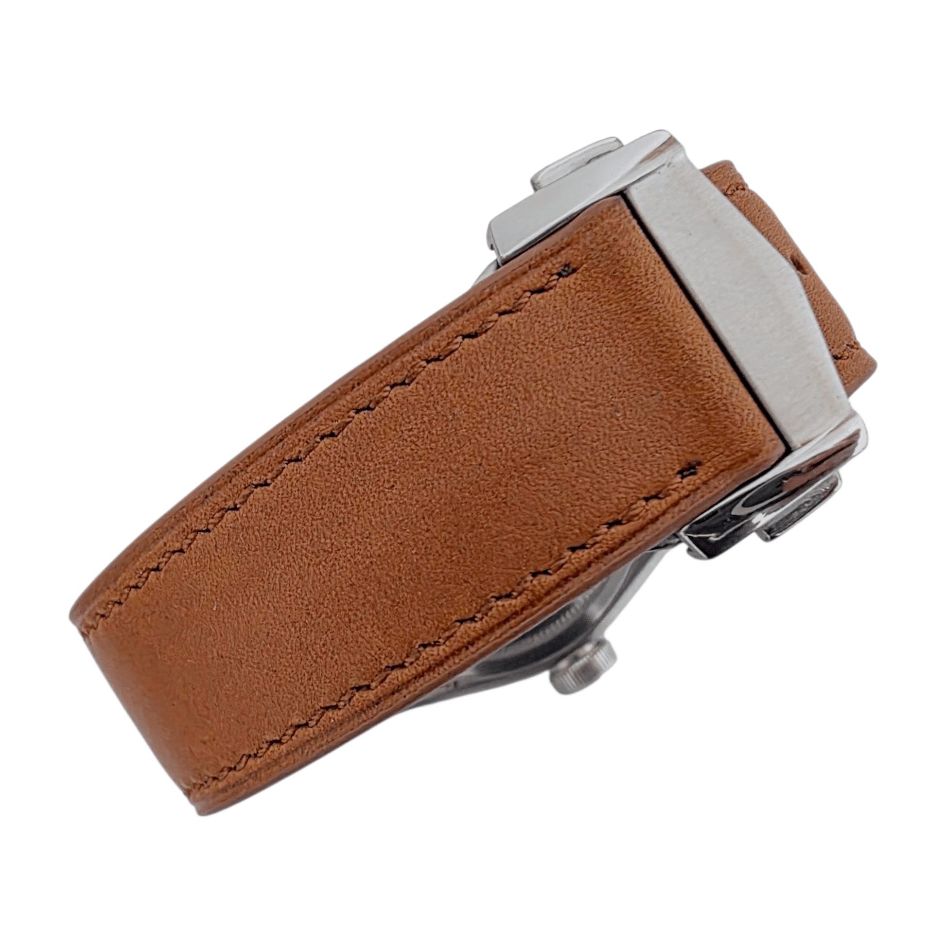 French Novanappa Full Grain Leather Deployment Watch Strap 20mm 22mm Black - Wrist Envy