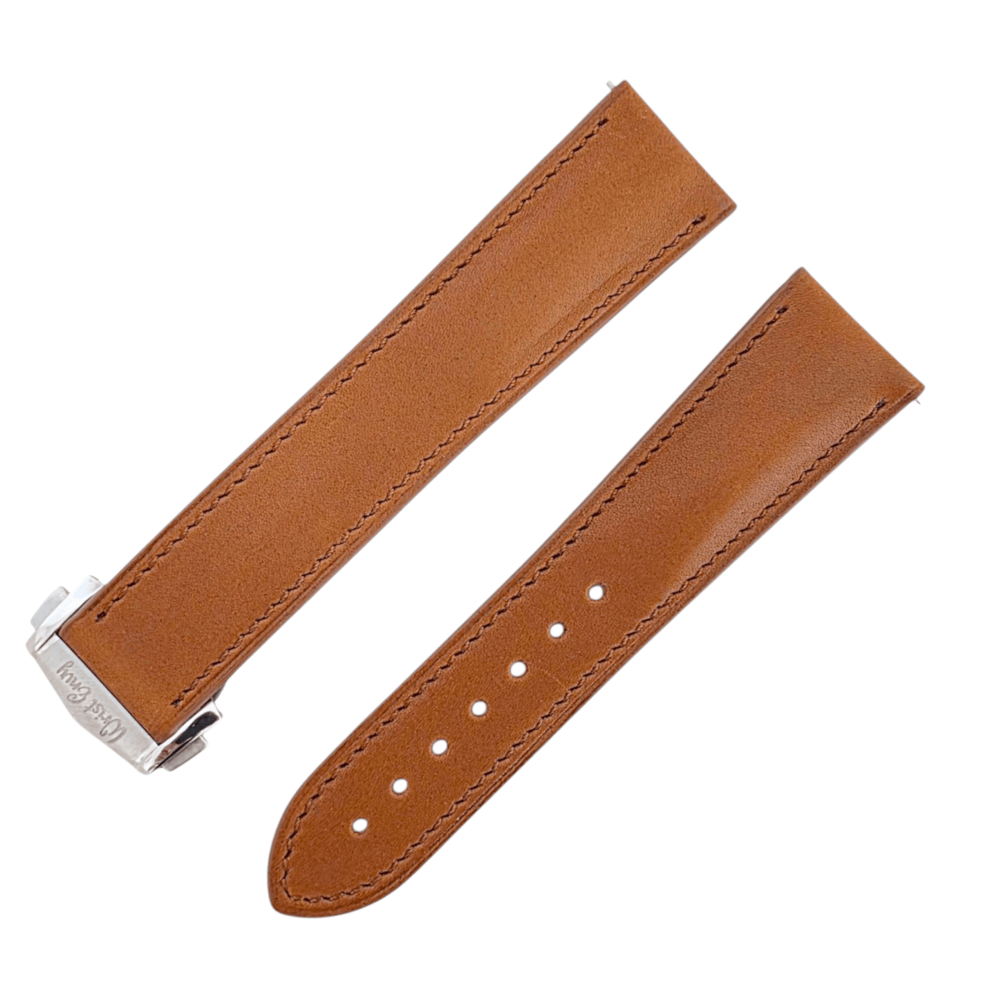 French Novanappa Full Grain Leather Deployment Watch Strap 20mm 22mm Golden Brown - Wrist Envy