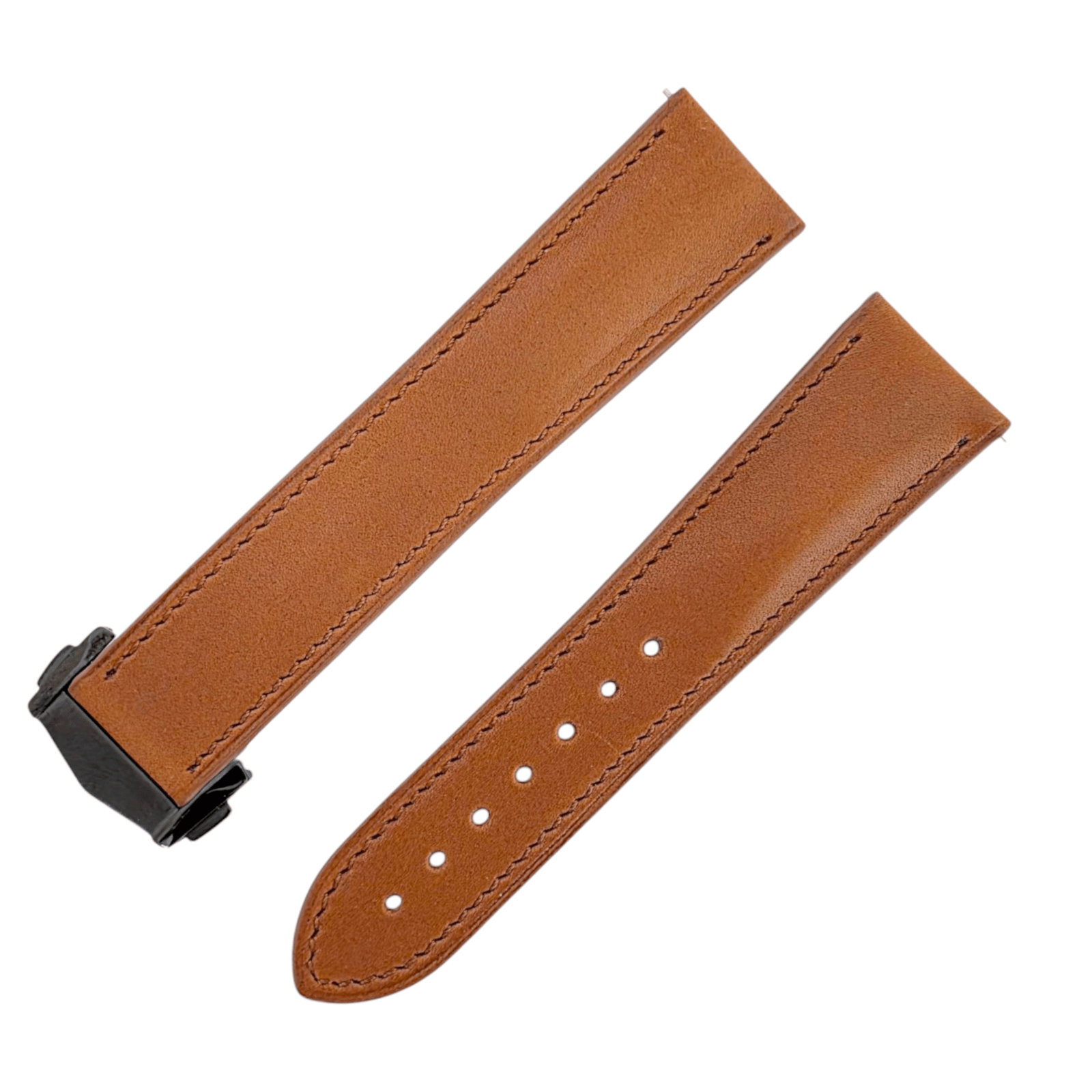 French Novanappa Full Grain Leather Deployment Watch Strap 20mm 22mm Golden Brown - Wrist Envy