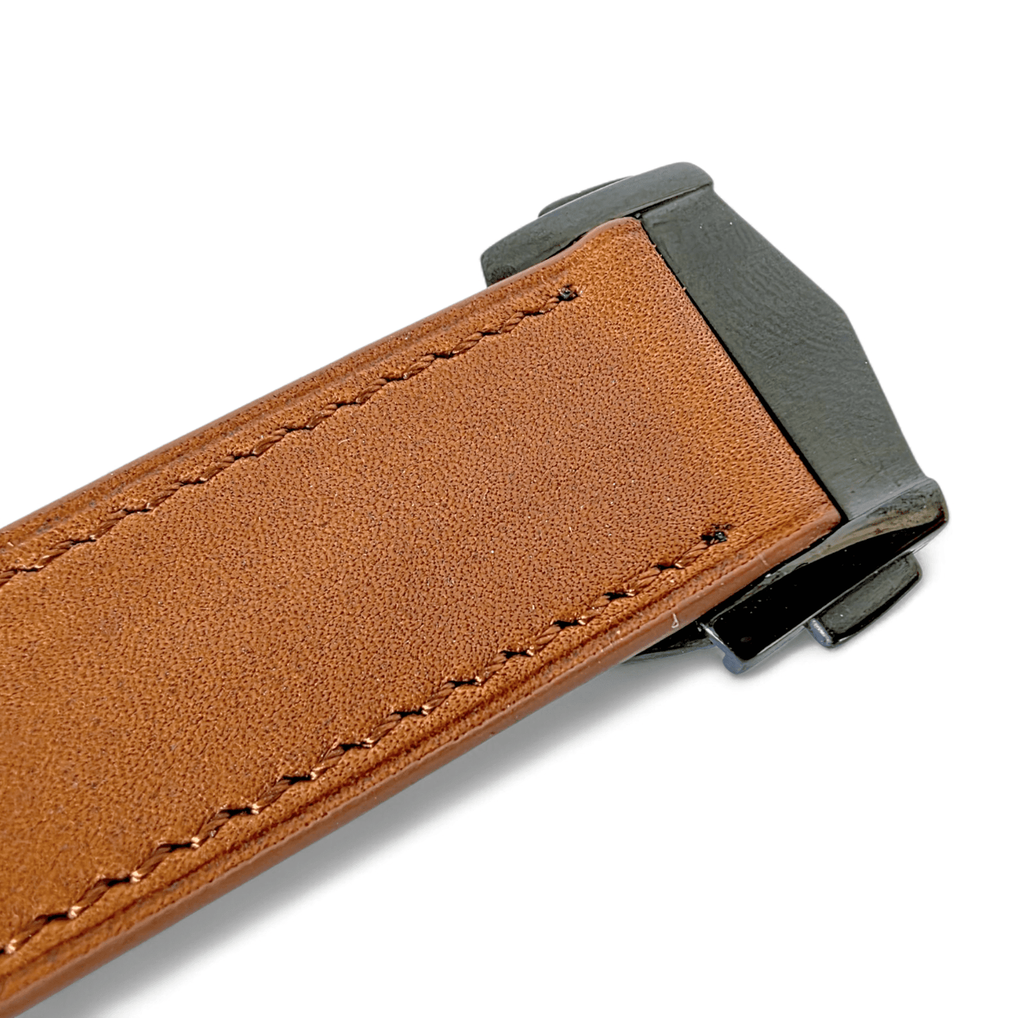 French Novanappa Full Grain Leather Deployment Watch Strap 20mm 22mm Golden Brown - Wrist Envy
