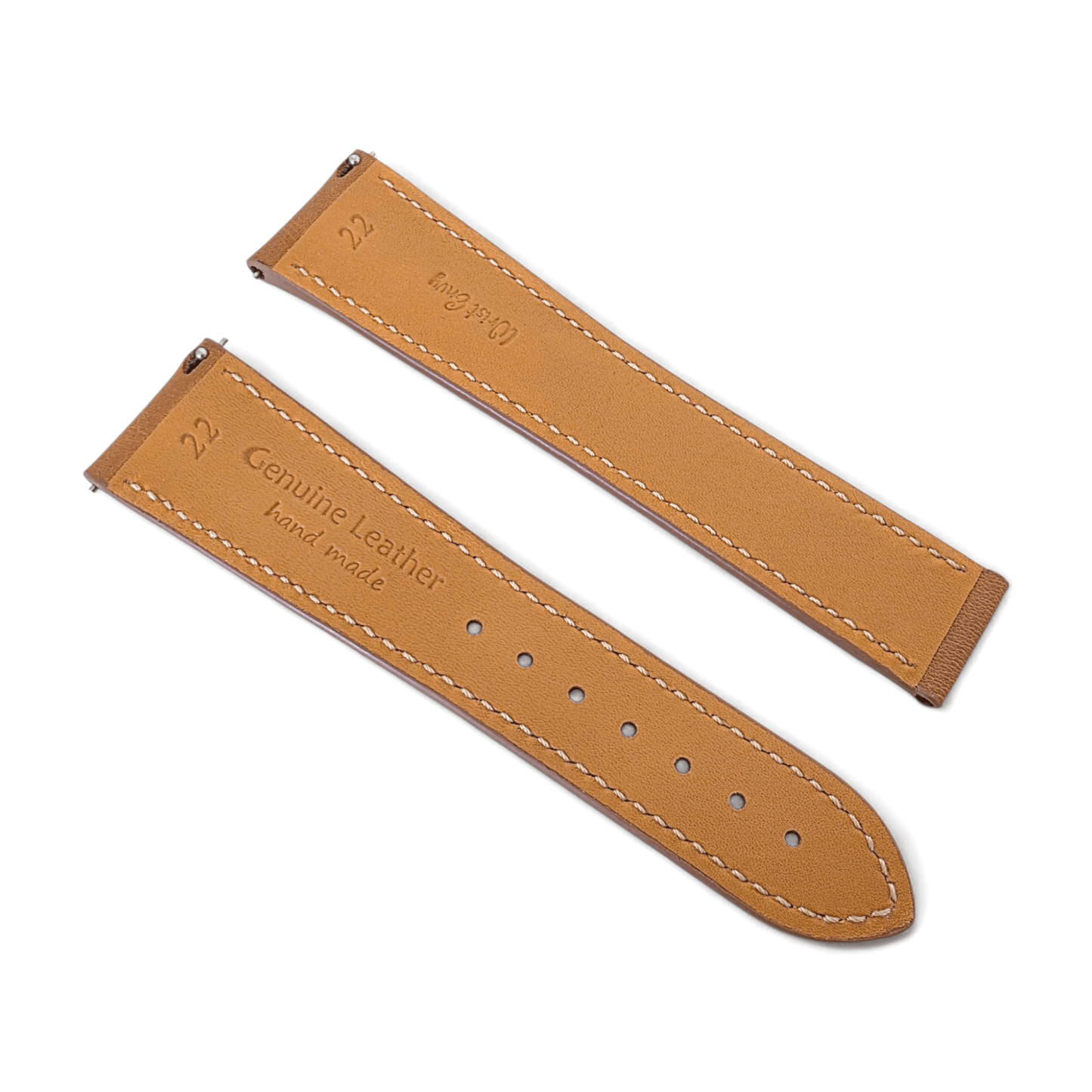 French Novanappa Full Grain Leather Deployment Watch Strap 20mm 22mm Golden Brown - Wrist Envy