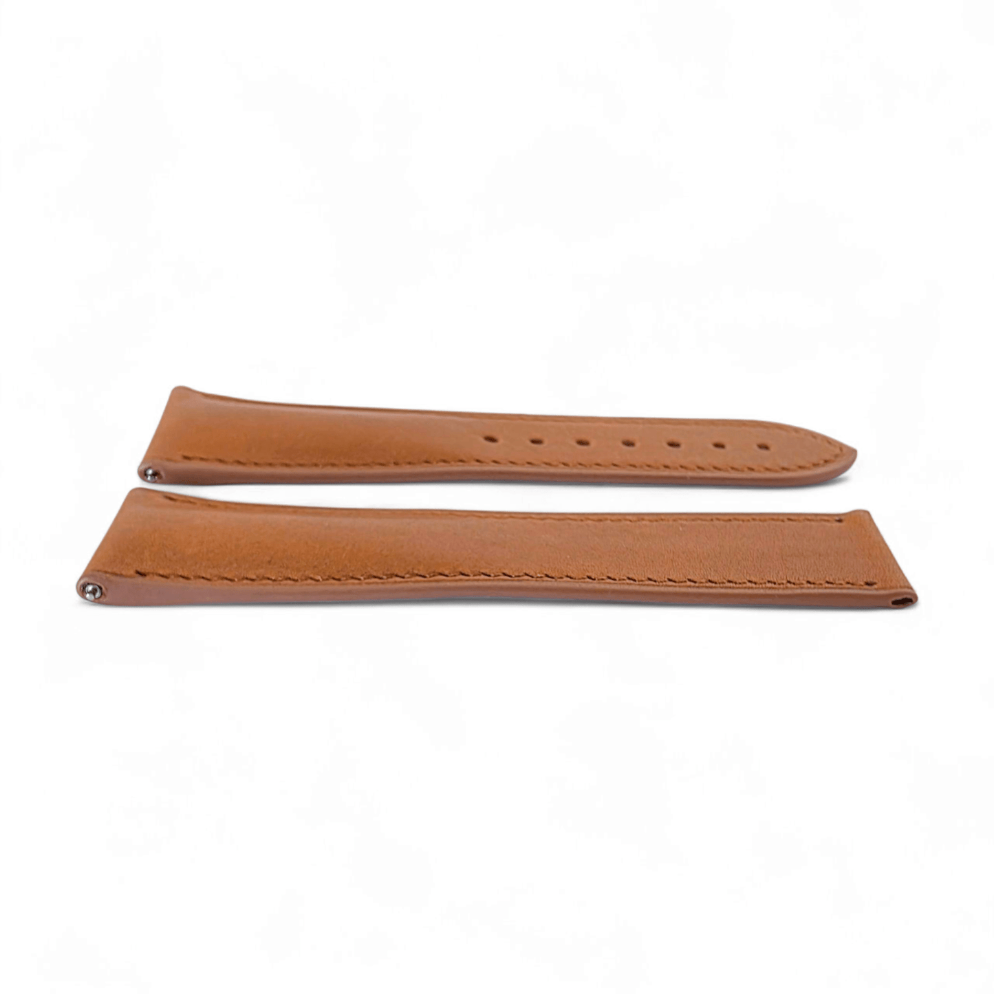 French Novanappa Full Grain Leather Deployment Watch Strap 20mm 22mm Golden Brown - Wrist Envy